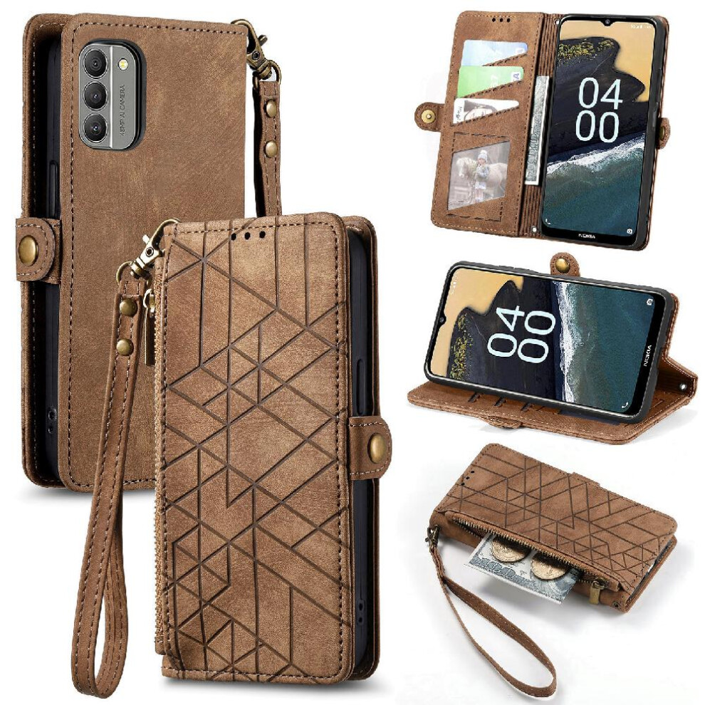 (Brown) Flip Case For Nokia G400 Simple Business Flip Cover Shockproof Leather Case Wallet Brown 764762760717
