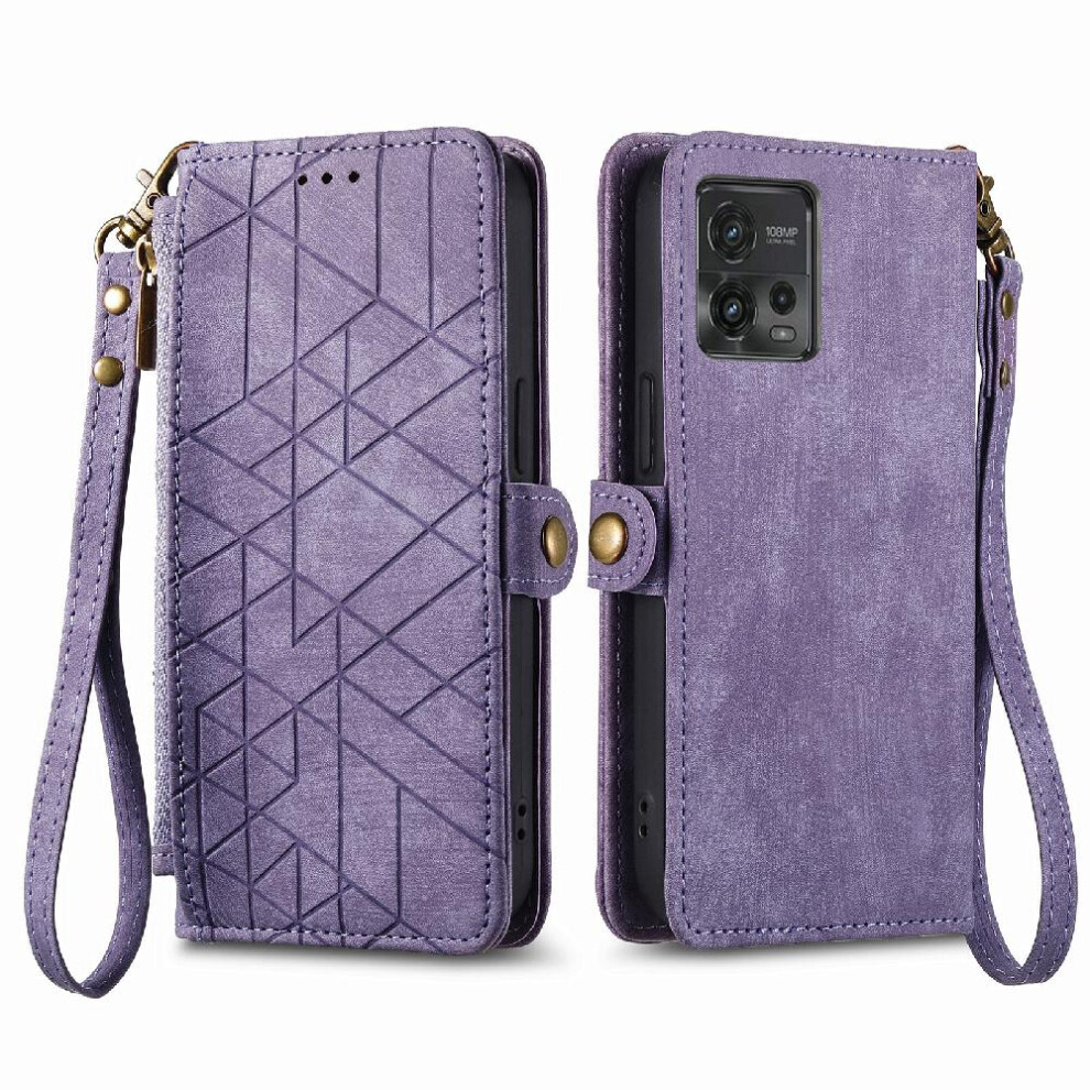 (Purple) Flip Case For Motorola Moto G72 Flip Cover Shockproof Leather Case Wallet Simple Business Purple 764762761066