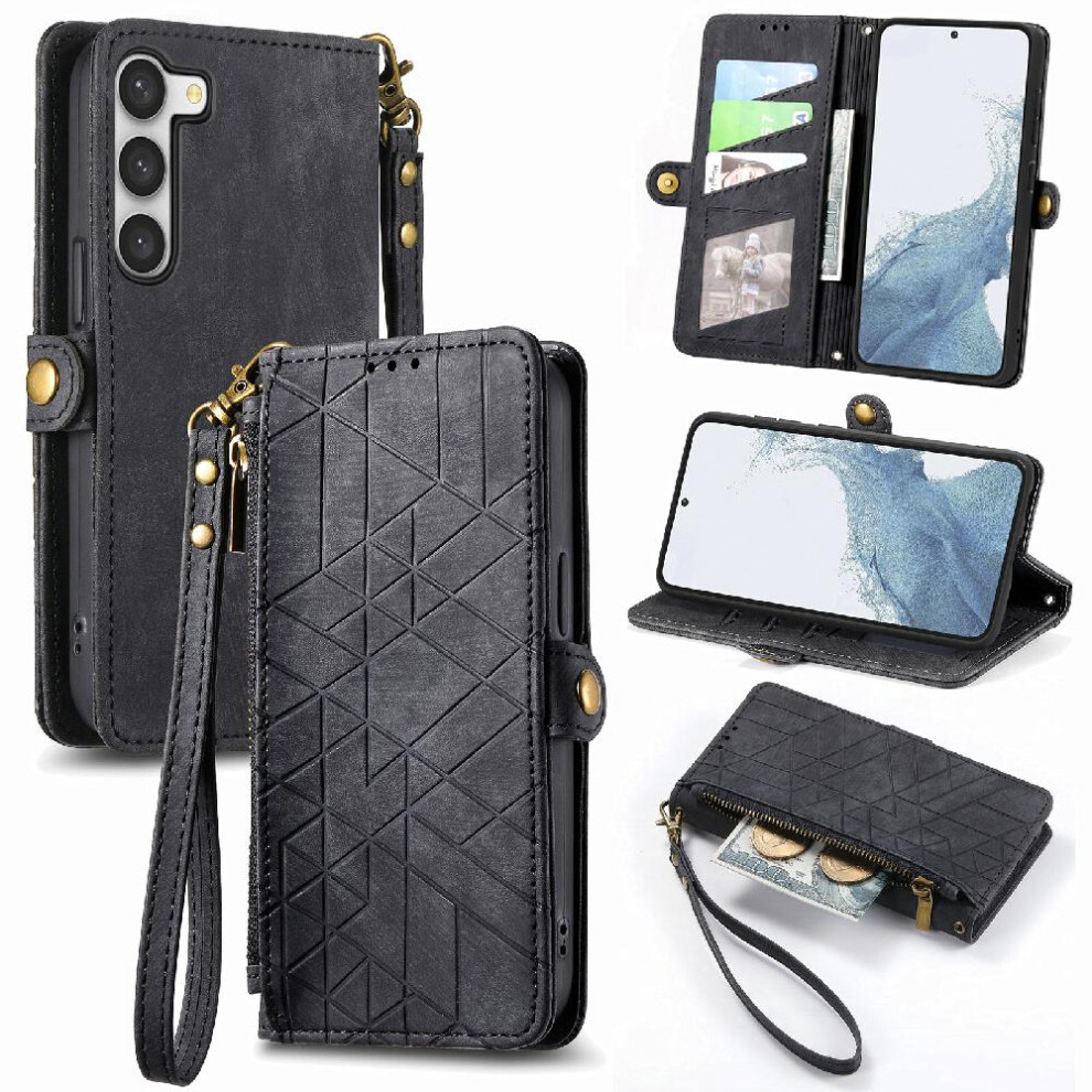 Photos - Case  Flip  For Samsung Galaxy S23 Plus Simple Business Shockproof Wallet Leather  Flip Cover(Black)