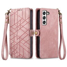 (Pink) Flip Case For Samsung Galaxy S22 Wallet Flip Cover Shockproof Leather Case Simple Business
