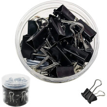 Foldback Clips 25mm Black Paper Clips - Pack Of 48