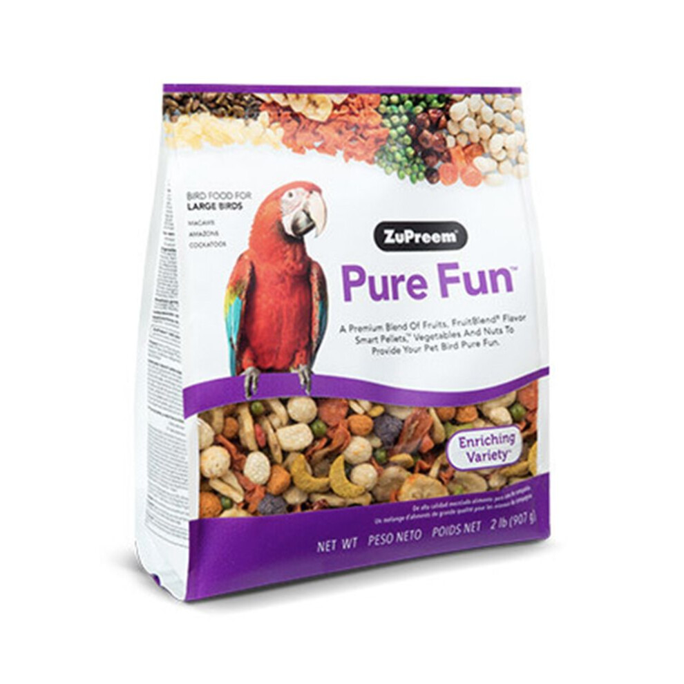 Zupreem Pure Fun Large Parrots Food, Flavor Pellets Bird Food, Naturally Flavored, - 907 g