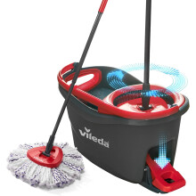 (3 in 1 Turbo Mop) 3 in 1, spinning mop with microfiber pads for cleaning floors, set includes 1x mop and 1x bucket.