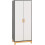 Seconique Cleveland 2 Door Wardrobe in White and Pine with Grey Metal Effect 1