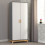 Seconique Cleveland 2 Door Wardrobe in White and Pine with Grey Metal Effect 6