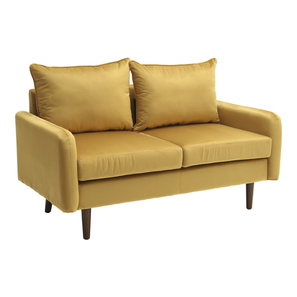 (Flaxen) 2-Seat Velvet Upholstered Sofa for Living Room