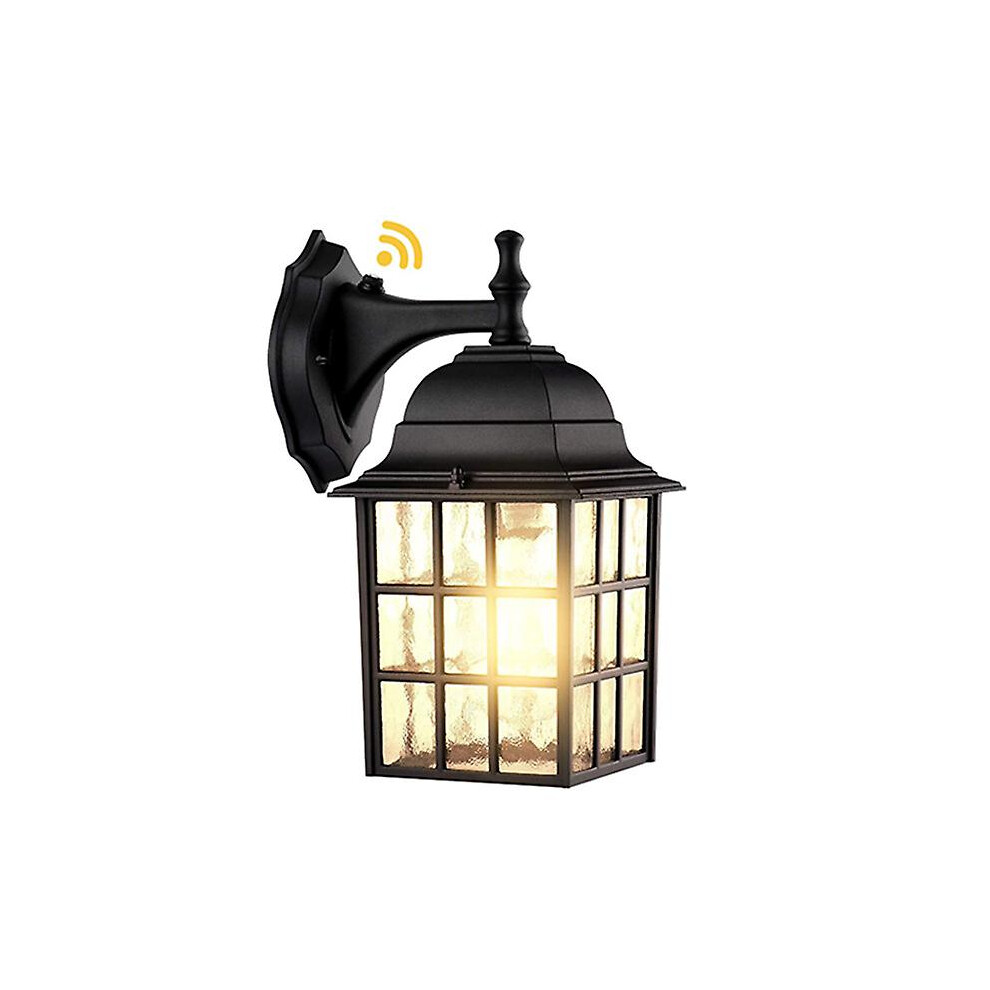 Sunrain  Dusk To Dawn Outdoor Wall Lantern, Exterior Light Fixtures Wall Mount With Photocell Sensor, Black Wall Light Waterproof, Waterfall Glass Out