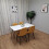 Wooden Dining Table with 4 Mustard Gem Patterned Chairs White Table 1