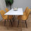 Wooden Dining Table with 4 Mustard Gem Patterned Chairs White Table 3