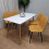 Wooden Dining Table with 4 Mustard Gem Patterned Chairs White Table 4