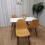 Wooden Dining Table with 4 Mustard Gem Patterned Chairs White Table 5