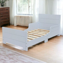 (Grey) Classic Wooden Kids Bed Safety Side Guard Rail