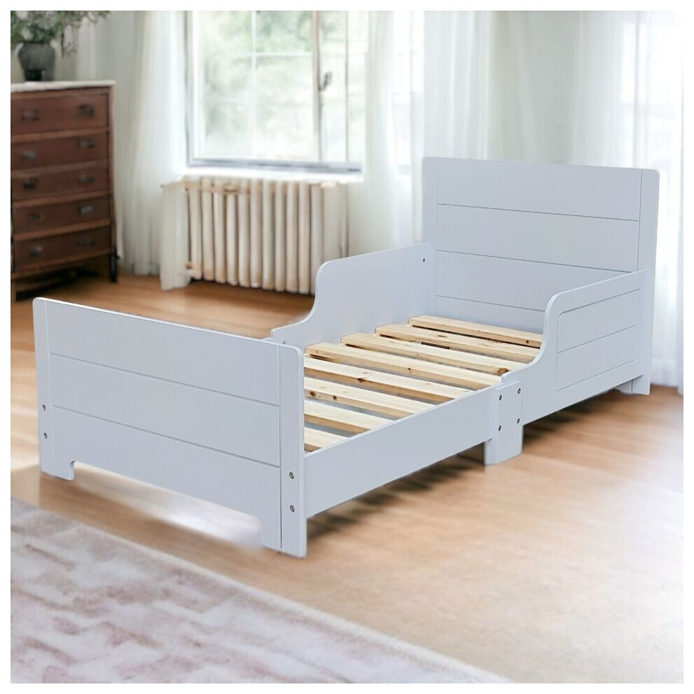 (Grey) Classic Wooden Kids Bed Safety Side Guard Rail