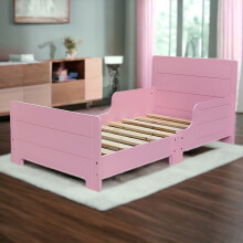 (Pink) Classic Wooden Kids Bed Safety Side Guard Rail