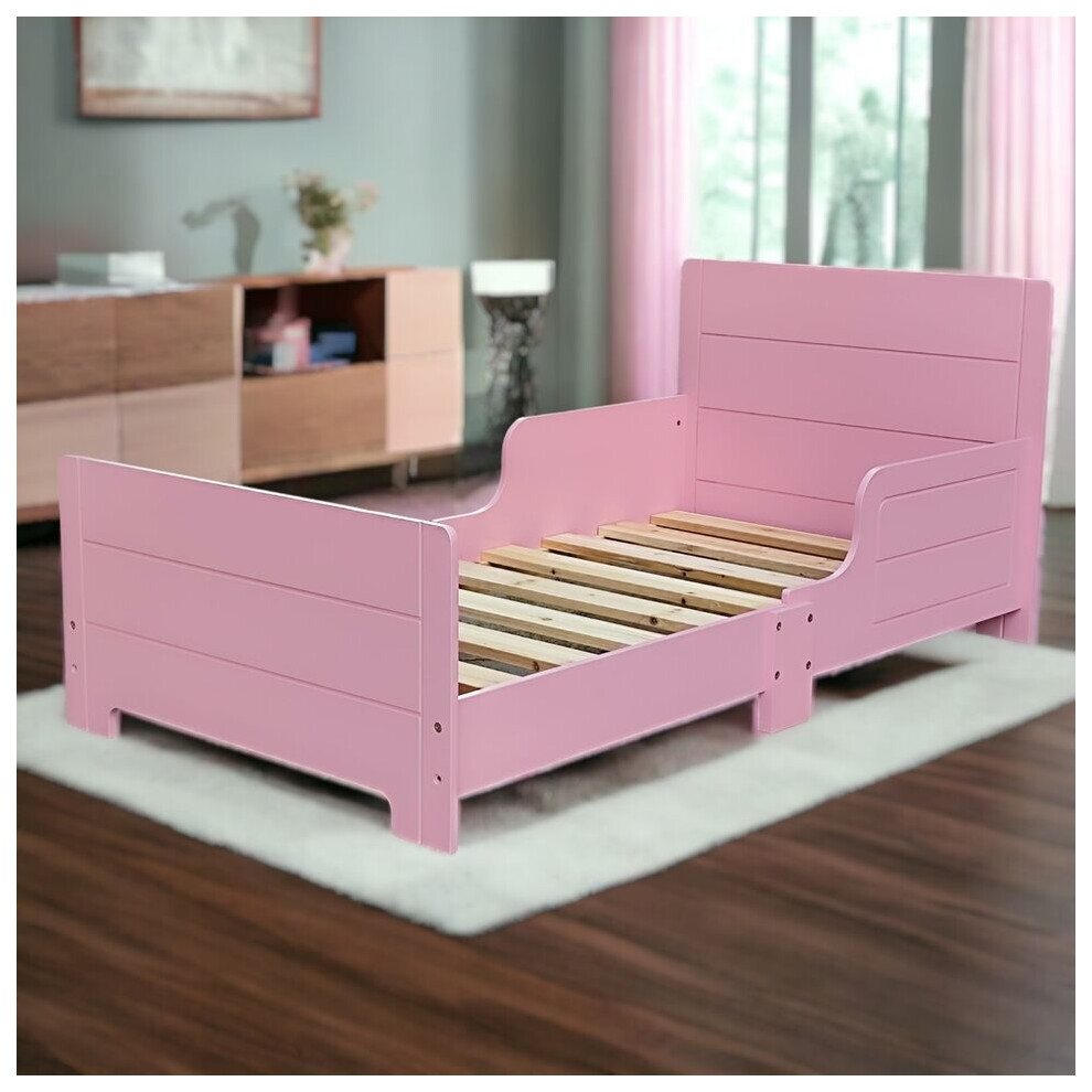 (Pink) Classic Wooden Kids Bed Safety Side Guard Rail