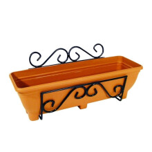 (Charcoal) Planter 61 cm With Trough Wall Mounted Scrolled Design Steel Garden Pride