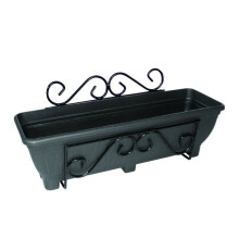 (Terracotta) Planter 61 cm With Trough Wall Mounted Scrolled Design Steel Garden Pride