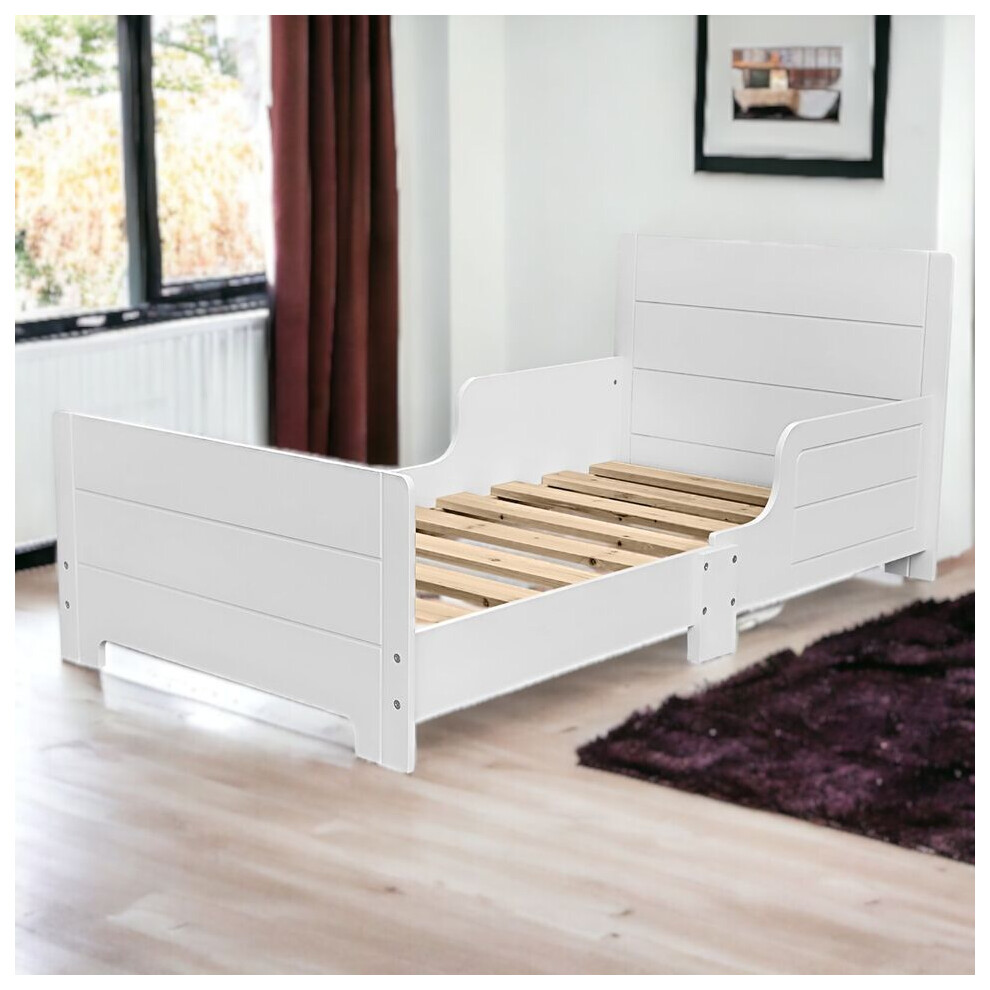 (White) Classic Wooden Kids Bed Safety Side Guard Rail