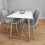 Wooden Dining Table with 4 Grey Gem Patterned Chairs White Table 3