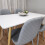 Wooden Dining Table with 4 Grey Gem Patterned Chairs White Table 5
