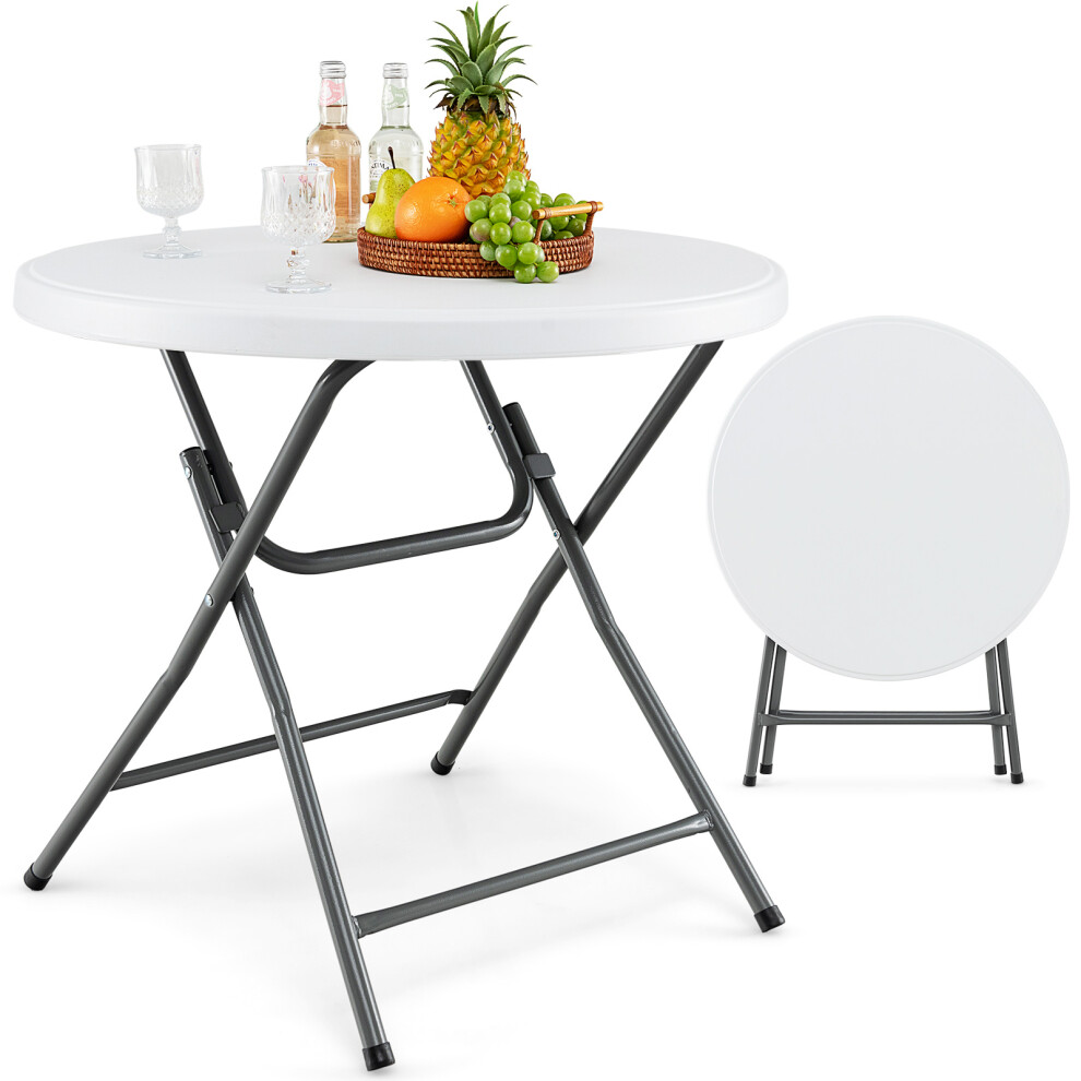 Round Folding Table 81 CM Plastic Dining Table w/ Non-slip Foot Pads