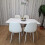 Wooden Dining Table with 4 White Gem Patterned Chairs White Table 1