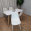 Wooden Dining Table with 4 White Gem Patterned Chairs White Table 4