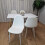 Wooden Dining Table with 4 White Gem Patterned Chairs White Table 5