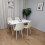 Wooden Dining Table with 4 Cream Gem Patterned Chairs White Table 1