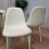Wooden Dining Table with 4 Cream Gem Patterned Chairs White Table 2