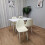 Wooden Dining Table with 4 Cream Gem Patterned Chairs White Table 4