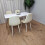Wooden Dining Table with 4 Cream Gem Patterned Chairs White Table 5