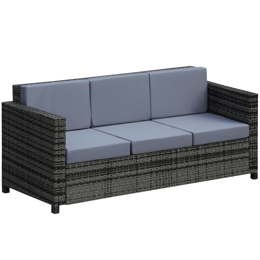 Outsunny Rattan Wicker 3-Seater Sofa Chair Patio Furniture W/ Cushion Black