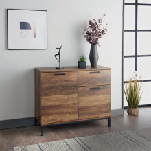 Tromso Sideboard rustic charm with elegant walnut effect finish -Black