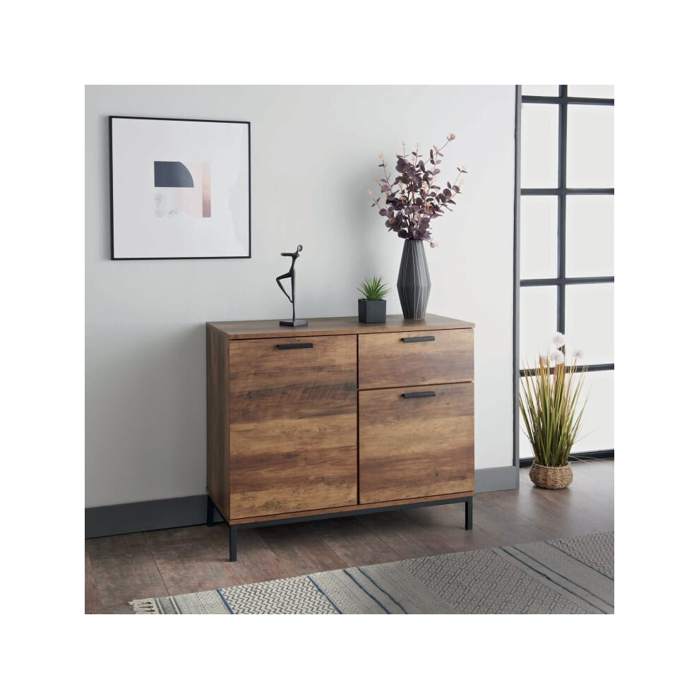 Tromso Sideboard rustic charm with elegant walnut effect finish -Black