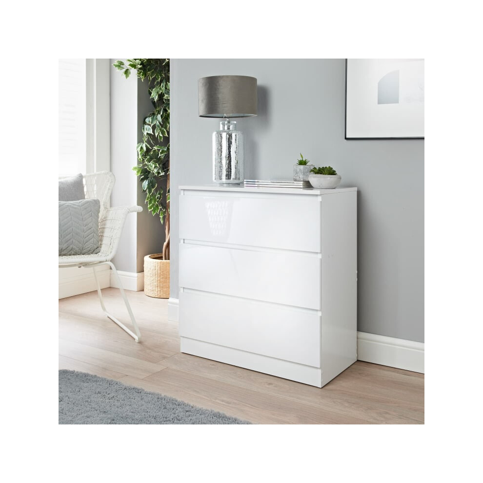 Elegant Norsk 3 Drawer Chest extra storage unit for living rooms-White