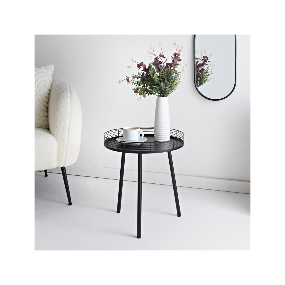 Home Collection Metal Side Table for resting drink and snacks on-Black