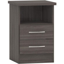 Nevada Bedside 2 Drawer in Black Wood Grain Effect Metal Runners Handles