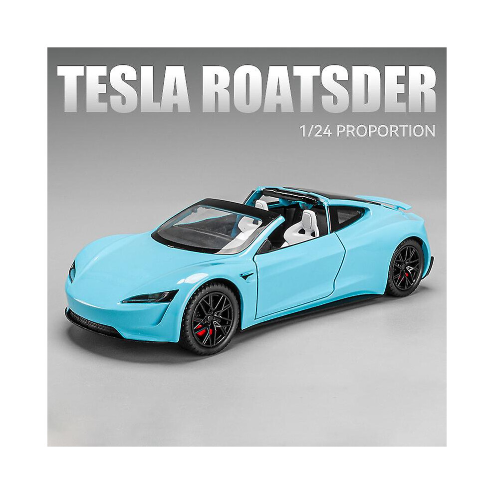(Blue Roadster) Tesla Roadster Model Y Model 3 In Alloy, 1:24, Children's Toy, Gift Of Collecting-image-OPC-PDWNBFX-NEW