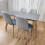 Dining Table Set of 4 Wooden Grey Table with 4 Grey Gem Chairs 6