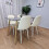 Wooden Rectangle Dining Table Set Grey Table with 4 Cream Gem  Chairs 1