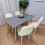 Wooden Rectangle Dining Table Set Grey Table with 4 Cream Gem  Chairs 3