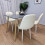 Wooden Rectangle Dining Table Set Grey Table with 4 Cream Gem  Chairs 4