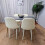 Wooden Rectangle Dining Table Set Grey Table with 4 Cream Gem  Chairs 6