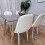 Wooden Rectangle Dining Table Set Grey Table with 4 Cream Gem  Chairs 7