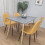 Wooden Rectangle Dining Table Set Grey Table with 4 Mustard Gem Chairs 6