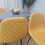 Wooden Rectangle Dining Table Set Grey Table with 4 Mustard Gem Chairs 7