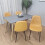 Wooden Rectangle Dining Table Set Grey Table with 4 Mustard Gem Chairs 9