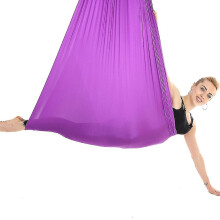 (Purple) Flying Swing Aerial Yoga Hammock Silk Fabric Sports Nylon Inversion Pilates Antigravity Yoga Trapeze Sensory Swing Ultra Strong Antigravity Ucz