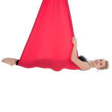 (Light Red) Flying Swing Aerial Yoga Hammock Silk Fabric Sports Nylon Inversion Pilates Antigravity Yoga Trapeze Sensory Swing Ultra Strong Antigravity Ucz